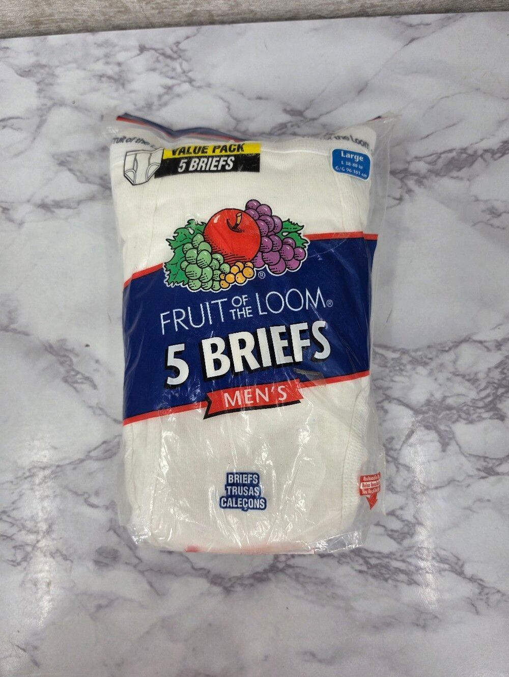 Vintage Fruit of the Loom Men's 5 Pack White Cotton Briefs